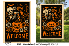 Welcome retro Halloween garden flag sublimation designs Product Image 1