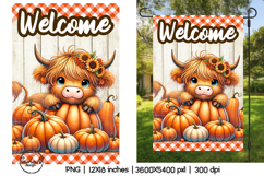 Welcome garden flags sublimation , Cute highland cow png Product Image 1