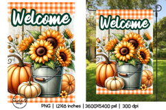 Welcome garden flags sublimation, Fall pumpkins png Product Image 1