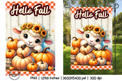 Cute sheep Hello fall garden flag sublimation designs Product Image 1