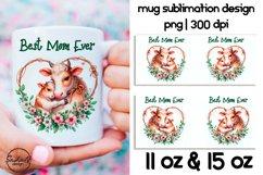 Best mom ever mug wrap, Watercolor cow mug Product Image 1