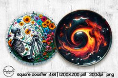 Skeleton round coaster png, Halloween sublimation design Product Image 1