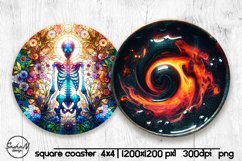 Skeleton round coaster png, Halloween sublimation design Product Image 1
