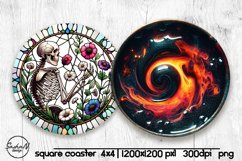 Skeleton round coaster png, Halloween sublimation design Product Image 1