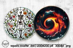 Skeleton round coaster png, Halloween sublimation design Product Image 1