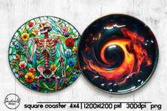 Skeleton round coaster png, Halloween sublimation design Product Image 1