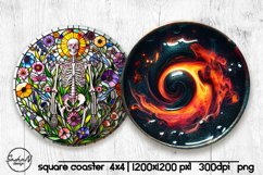 Skeleton round coaster png, Halloween sublimation design Product Image 1