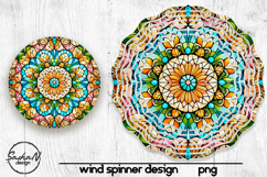 Colorful mandala stained glass wind spinner sublimation png Product Image 1