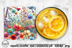 Wildflowers square coaster sublimation Product Image 1