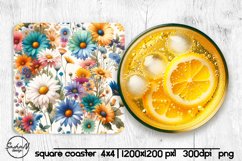 Wildflowers square coaster sublimation Product Image 1