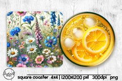 Wildflowers square coaster sublimation Product Image 1