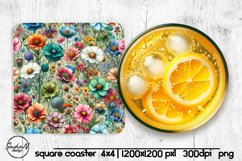 Wildflowers square coaster sublimation Product Image 1