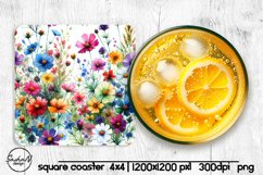 Wildflowers square coaster sublimation Product Image 1