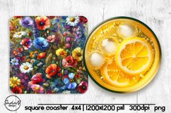 Wildflowers square coaster sublimation Product Image 1