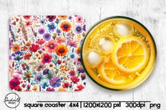 Wildflowers square coaster sublimation Product Image 1
