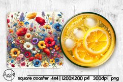 Wildflowers square coaster sublimation Product Image 1