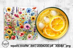 Wildflowers square coaster sublimation Product Image 1