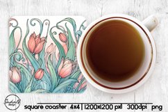 Spring floral square coaster sublimation Product Image 1