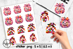 Halloween patchwork witch and pumpkin stickers png Product Image 1