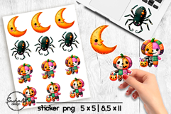 Cute pumpkin monster Halloween patchwork stickers png Product Image 1