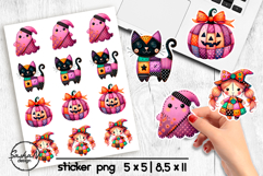 Halloween stickers png, Patchwork Halloween Product Image 1