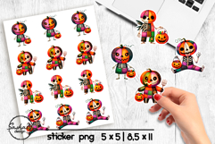 Pumpkin monster Halloween patchwork stickers png Product Image 1