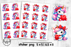 Cute Unicorn Animal Valentine Stickers Product Image 1