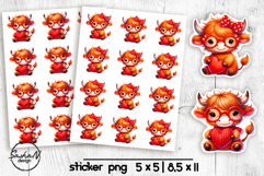 Cute highland cow, Animal Valentine stickers Product Image 1