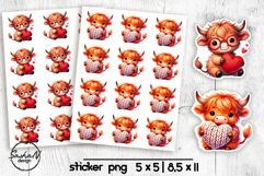 Highland cow, Animal Valentine stickers, Printable stickers Product Image 1