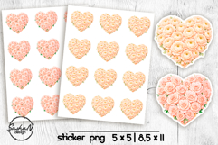 Blush floral heart stickers, Printable stickers Product Image 1