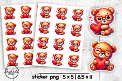 Teddy bear Animal Valentine stickers, Printable sticker Product Image 1
