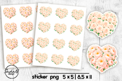 Blush floral heart stickers, Printable stickers Product Image 1