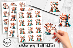 Cute Christmas reindeer stickers, Winter animals stickers Product Image 1