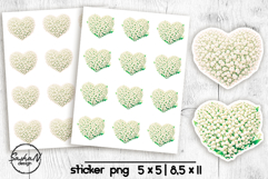 White floral heart stickers, Printable stickers Product Image 1