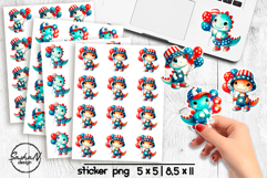 Cute 4th of July Animal stickers, Cute dinosaur stickers Product Image 1