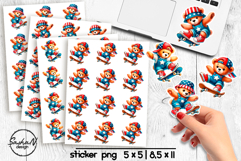 Cute 4th of July Animal Stickers, Stickers bear Product Image 1