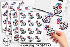 4th of July Animal stickers, Raccon stickers Product Image 1