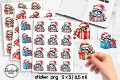 Cute Christmas racoon stickers, Winter animals stickers Product Image 1