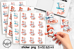 Cute Christmas polar bear stickers, Winter animals stickers Product Image 1