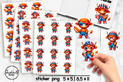 Cute 4th of July Animal stickers, Highland cow stickers Product Image 1