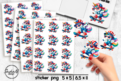 Cute 4th of July Animal stickers, Unicorn stickers Product Image 1