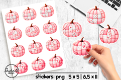 Pink patchwork pumpkin stickers Product Image 1