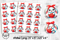 Cute bunny png, Animal Valentine stickers Product Image 1