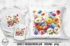 Wildflowers sublimation, Pillow designs Product Image 1