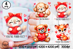 Valentine Animal Puns, Cute animals clipart Product Image 1