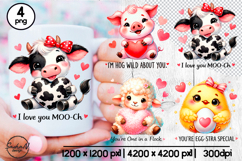 Valentines pun, Cute farm animals clipart Product Image 1