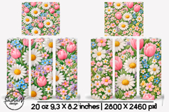 Floral tumbler wrap, 3d flowers embroidery designs Product Image 1