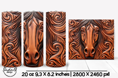 Horse tumbler, 3d animal tumbler wrap, Tooled leather png Product Image 1