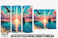 Beach tumbler, Retro sunset, Tumbler wrap Product Image 1