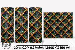 Geometric Mardi gras tumbler, Purple green and gold tumbler Product Image 1